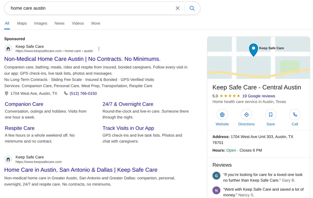 Google Search ad mockup
